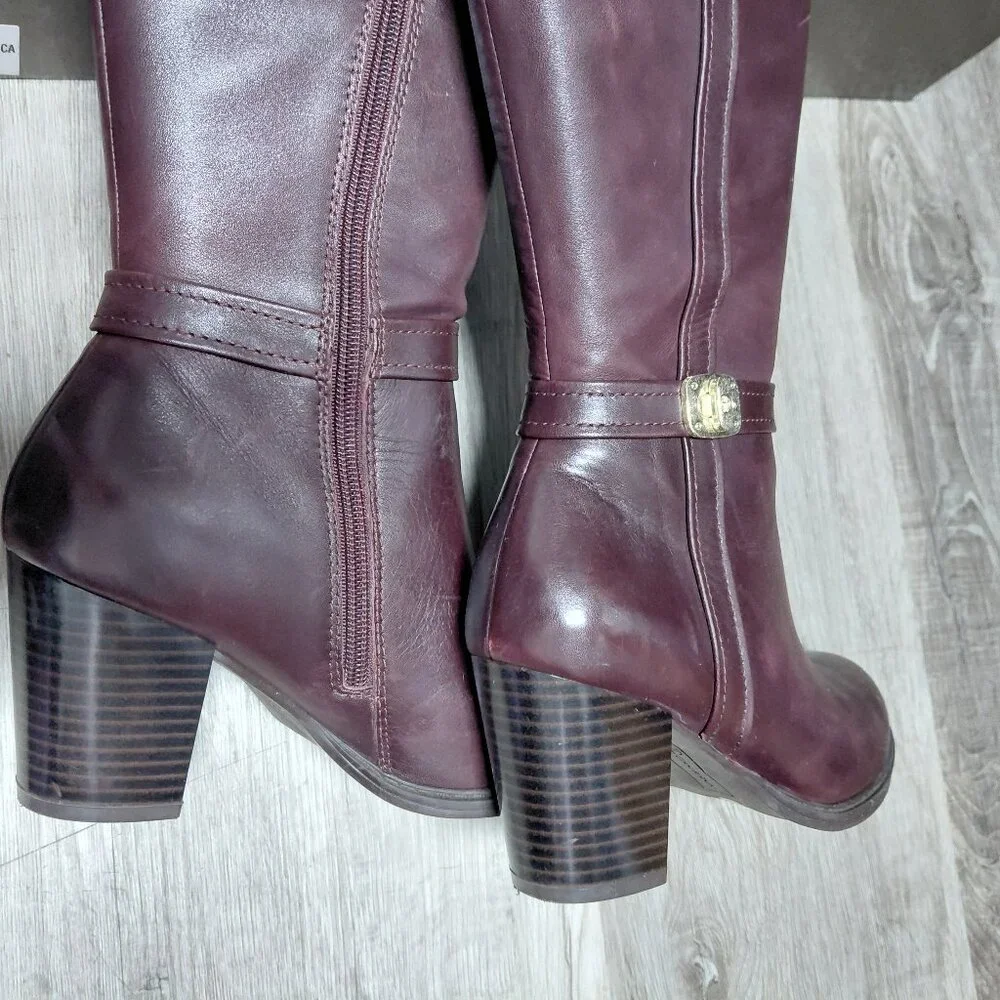 Giani Bernini Memory Foam Burgundy Women Knee High Block Heel Boot